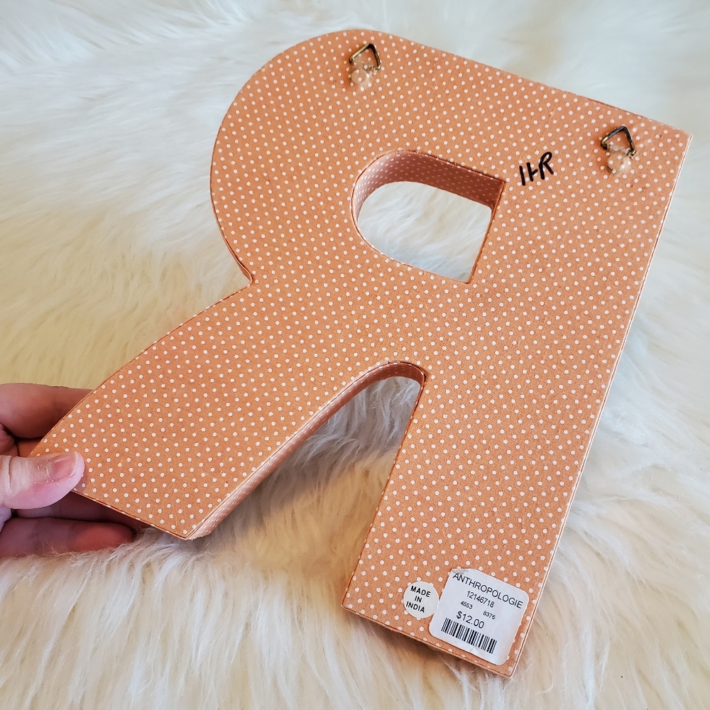 Anthropologie Padded Monogram Orange R Wall Decor - Picture 4 of 7